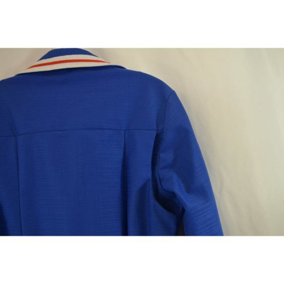 Vintage Trade Coat or Dress Blue with White and Red Stripes Zip Up - Picture 10 of 10